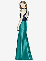 Rear View Thumbnail - Jade & Midnight Navy Studio Design Collection 4514 Full Length Halter V-Neck Bridesmaid Dress