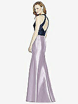 Rear View Thumbnail - Lilac Haze & Midnight Navy Studio Design Collection 4514 Full Length Halter V-Neck Bridesmaid Dress