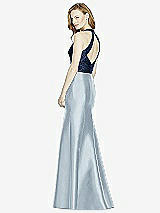Rear View Thumbnail - Mist & Midnight Navy Studio Design Collection 4514 Full Length Halter V-Neck Bridesmaid Dress