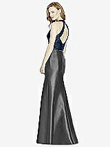 Rear View Thumbnail - Pewter & Midnight Navy Studio Design Collection 4514 Full Length Halter V-Neck Bridesmaid Dress