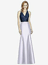 Front View Thumbnail - Silver Dove & Midnight Navy Studio Design Collection 4514 Full Length Halter V-Neck Bridesmaid Dress
