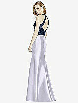 Rear View Thumbnail - Silver Dove & Midnight Navy Studio Design Collection 4514 Full Length Halter V-Neck Bridesmaid Dress