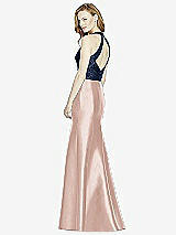 Rear View Thumbnail - Toasted Sugar & Midnight Navy Studio Design Collection 4514 Full Length Halter V-Neck Bridesmaid Dress