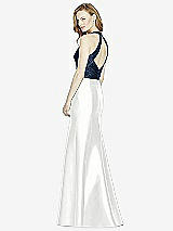 Rear View Thumbnail - White & Midnight Navy Studio Design Collection 4514 Full Length Halter V-Neck Bridesmaid Dress