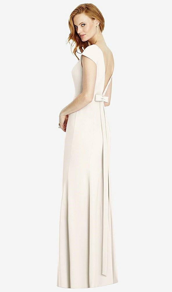 Front View - Ivory Bateau-Neck Cap Sleeve Open-Back Trumpet Gown