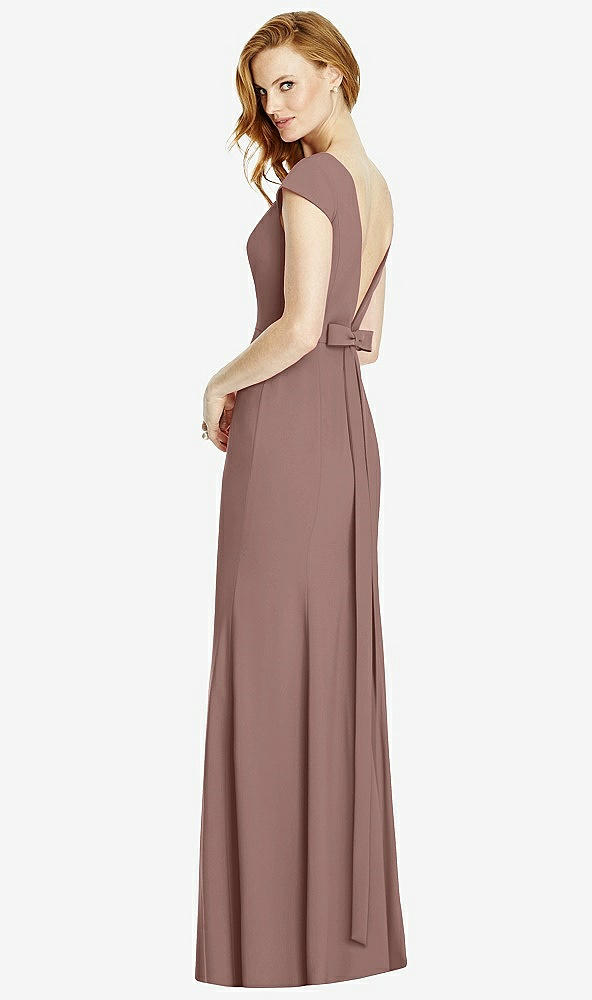 Front View - Sienna Bateau-Neck Cap Sleeve Open-Back Trumpet Gown