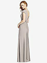 Front View Thumbnail - Taupe Bateau-Neck Cap Sleeve Open-Back Trumpet Gown
