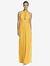 Front View Thumbnail - NYC Yellow & Dark Nude Studio Design Bridesmaid Dress 4518