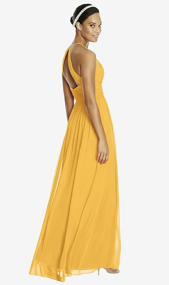 Back View - NYC Yellow & Dark Nude Studio Design Bridesmaid Dress 4518