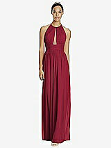 Front View Thumbnail - Burgundy & Dark Nude Studio Design Bridesmaid Dress 4518