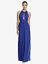 Front View Thumbnail - Cobalt Blue & Dark Nude Studio Design Bridesmaid Dress 4518