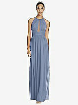 Front View Thumbnail - Larkspur Blue & Dark Nude Studio Design Bridesmaid Dress 4518