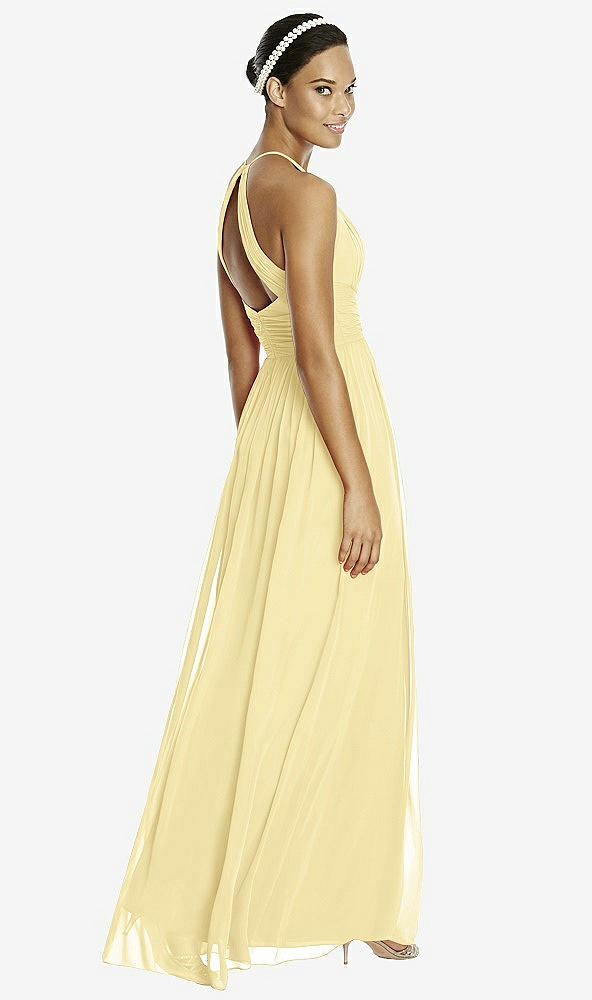 Back View - Pale Yellow & Dark Nude Studio Design Bridesmaid Dress 4518