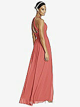 Rear View Thumbnail - Coral Pink & Dark Nude Studio Design Bridesmaid Dress 4518