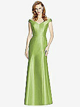 Front View Thumbnail - Mojito Off-the-Shoulder V-Neck Satin Trumpet Gown