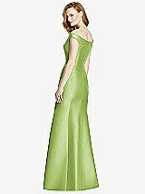 Rear View Thumbnail - Mojito Off-the-Shoulder V-Neck Satin Trumpet Gown
