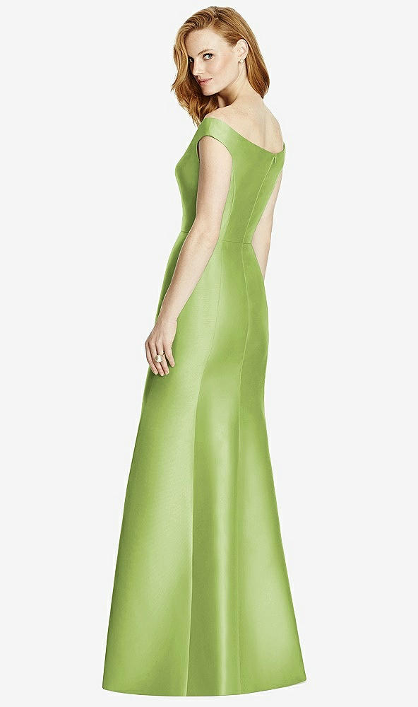 Back View - Mojito Off-the-Shoulder V-Neck Satin Trumpet Gown
