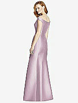 Rear View Thumbnail - Suede Rose Off-the-Shoulder V-Neck Satin Trumpet Gown