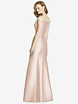 Rear View Thumbnail - Cameo Off-the-Shoulder V-Neck Satin Trumpet Gown