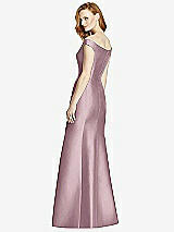 Rear View Thumbnail - Dusty Rose Off-the-Shoulder V-Neck Satin Trumpet Gown