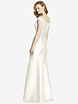 Rear View Thumbnail - Ivory Off-the-Shoulder V-Neck Satin Trumpet Gown