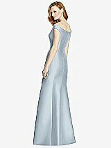 Rear View Thumbnail - Mist Off-the-Shoulder V-Neck Satin Trumpet Gown