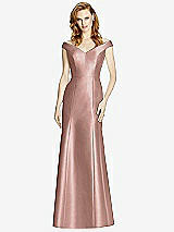Front View Thumbnail - Neu Nude Off-the-Shoulder V-Neck Satin Trumpet Gown
