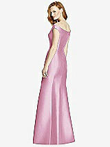 Rear View Thumbnail - Powder Pink Off-the-Shoulder V-Neck Satin Trumpet Gown