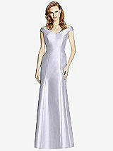 Front View Thumbnail - Silver Dove Off-the-Shoulder V-Neck Satin Trumpet Gown