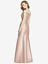 Rear View Thumbnail - Toasted Sugar Off-the-Shoulder V-Neck Satin Trumpet Gown