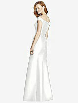 Rear View Thumbnail - White Off-the-Shoulder V-Neck Satin Trumpet Gown