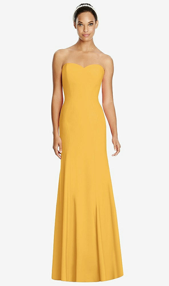Front View - NYC Yellow Sweetheart Strapless Flared Skirt Maxi Dress