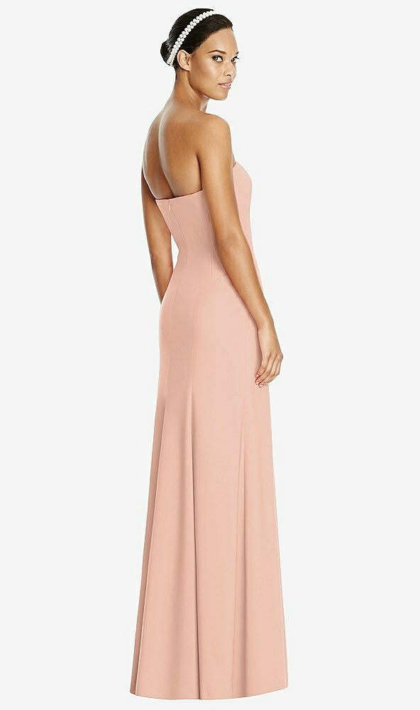 Back View - Pale Peach Sweetheart Strapless Flared Skirt Maxi Dress