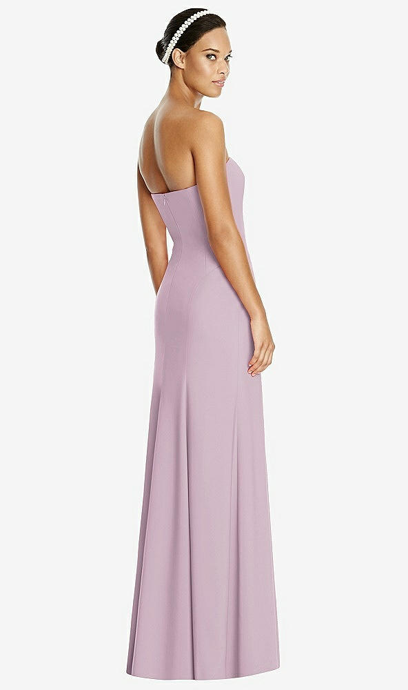 Back View - Suede Rose Sweetheart Strapless Flared Skirt Maxi Dress