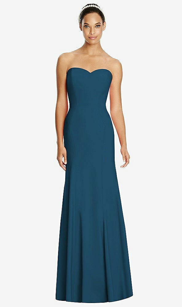 Front View - Atlantic Blue Sweetheart Strapless Flared Skirt Maxi Dress