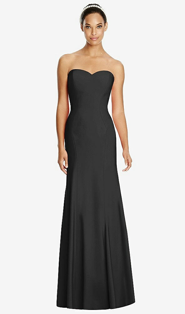 Front View - Black Sweetheart Strapless Flared Skirt Maxi Dress