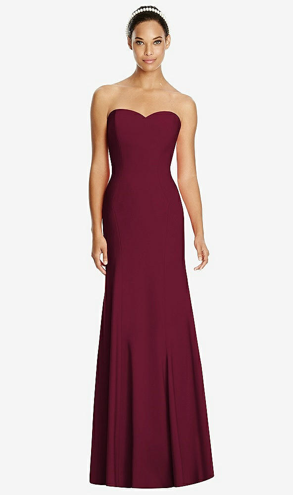 Front View - Cabernet Sweetheart Strapless Flared Skirt Maxi Dress