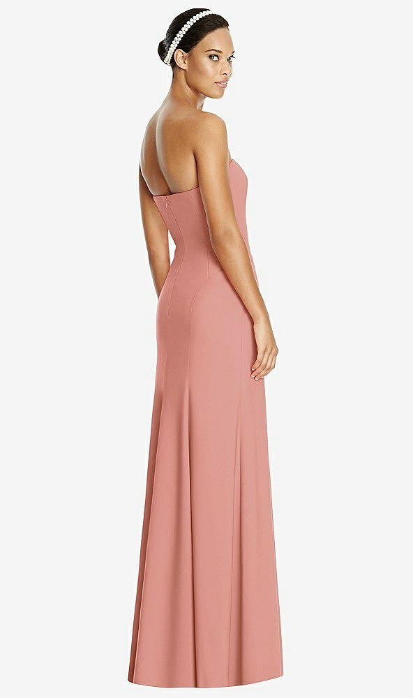 Back View - Desert Rose Sweetheart Strapless Flared Skirt Maxi Dress