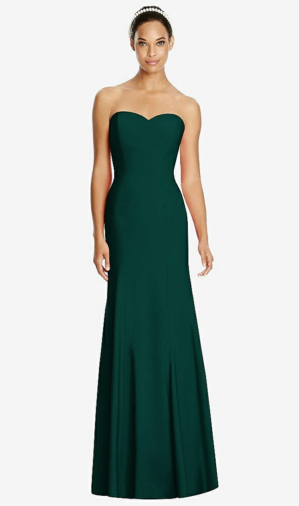 Front View - Evergreen Sweetheart Strapless Flared Skirt Maxi Dress