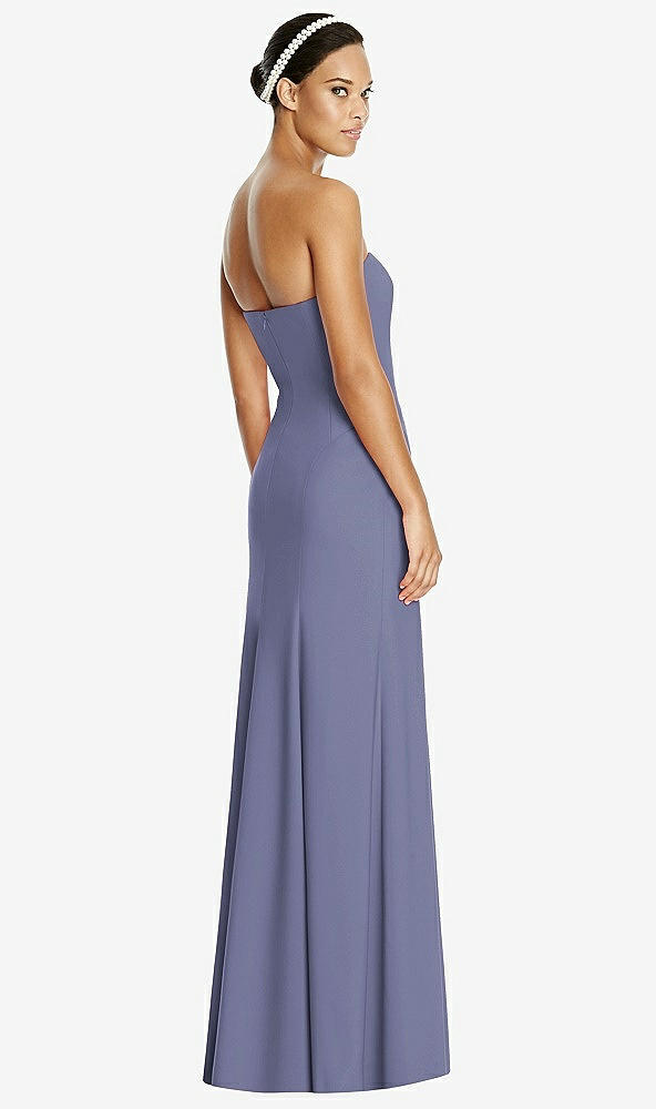 Back View - French Blue Sweetheart Strapless Flared Skirt Maxi Dress