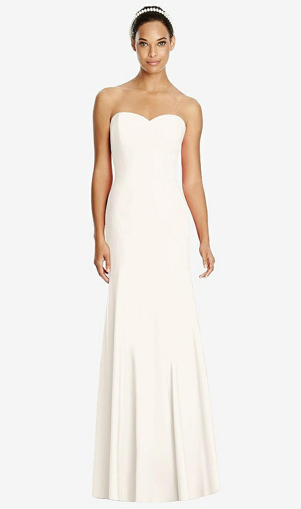 Front View - Ivory Sweetheart Strapless Flared Skirt Maxi Dress