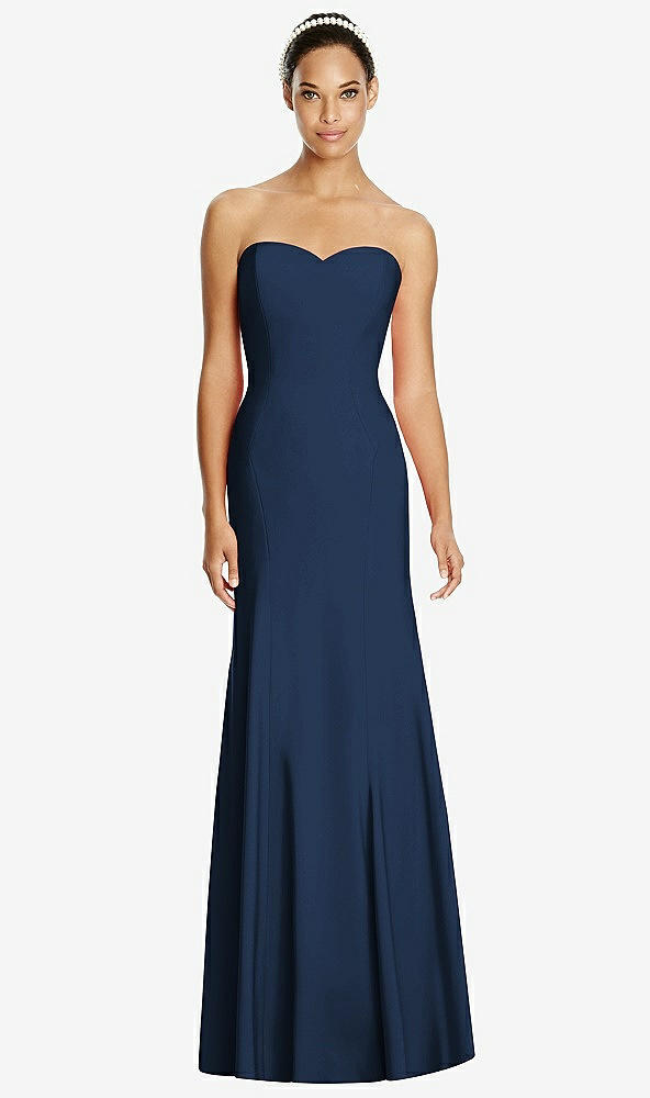 Front View - Midnight Navy Sweetheart Strapless Flared Skirt Maxi Dress