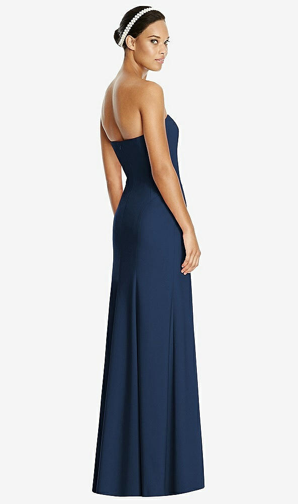 Back View - Midnight Navy Sweetheart Strapless Flared Skirt Maxi Dress