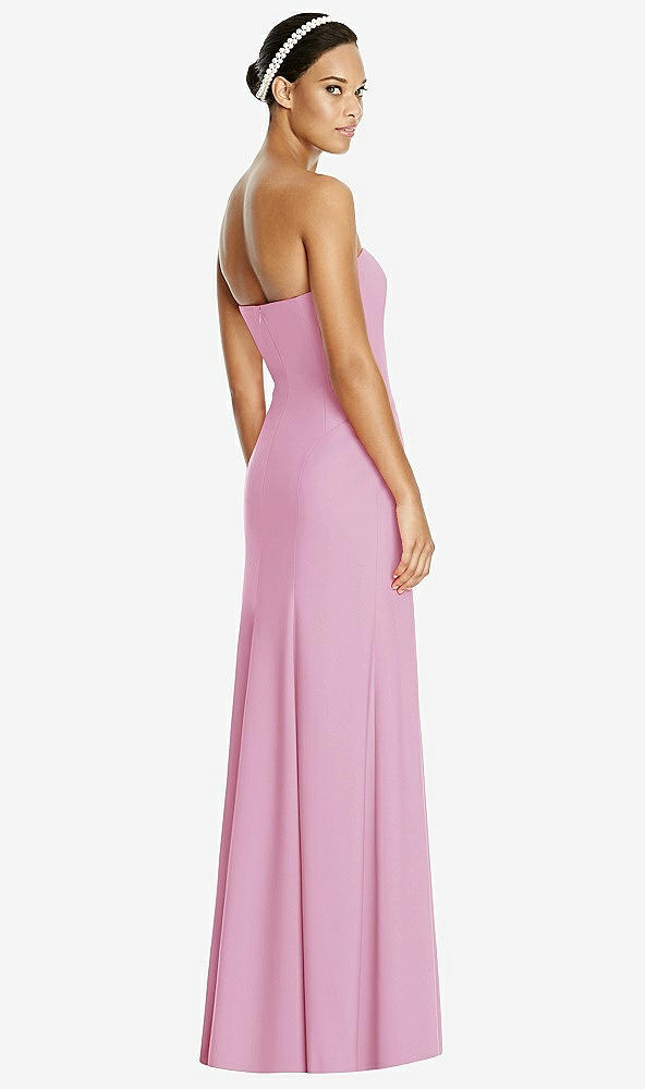 Back View - Powder Pink Sweetheart Strapless Flared Skirt Maxi Dress