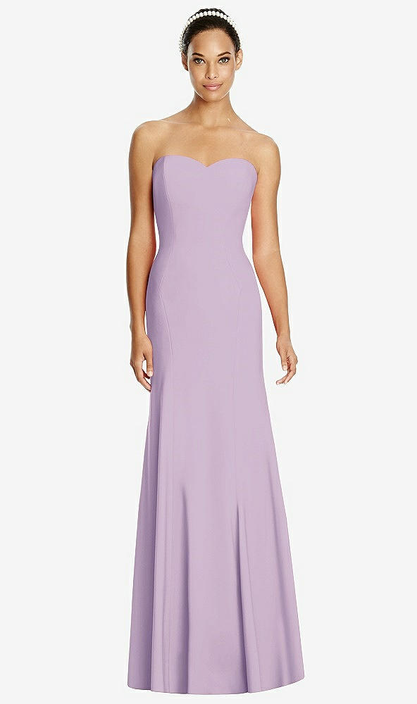 Front View - Pale Purple Sweetheart Strapless Flared Skirt Maxi Dress