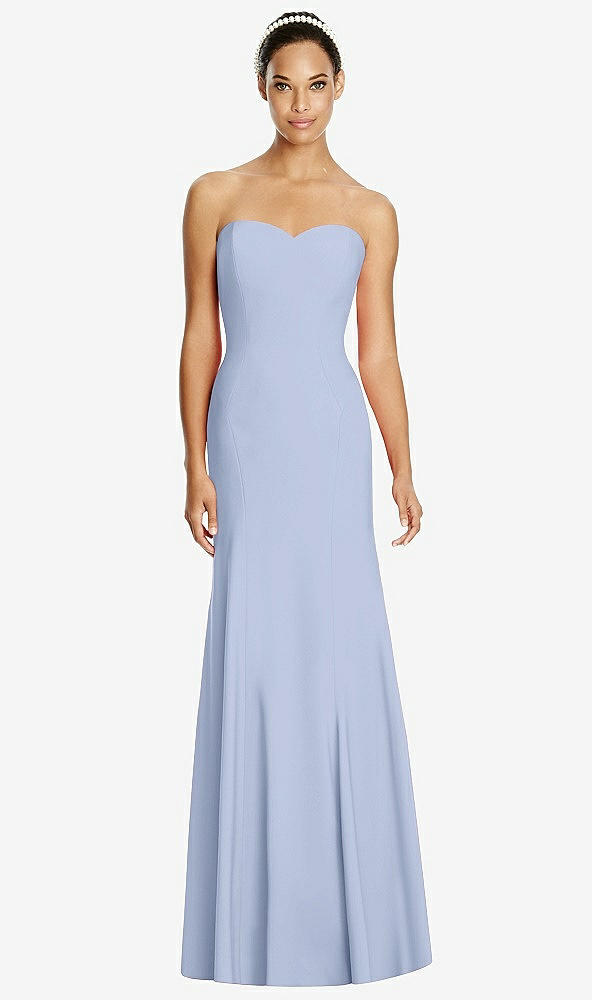 Front View - Sky Blue Sweetheart Strapless Flared Skirt Maxi Dress