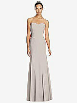 Front View Thumbnail - Taupe Sweetheart Strapless Flared Skirt Maxi Dress