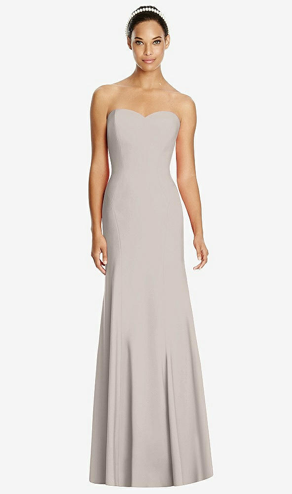 Front View - Taupe Sweetheart Strapless Flared Skirt Maxi Dress