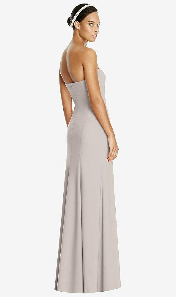 Back View - Taupe Sweetheart Strapless Flared Skirt Maxi Dress