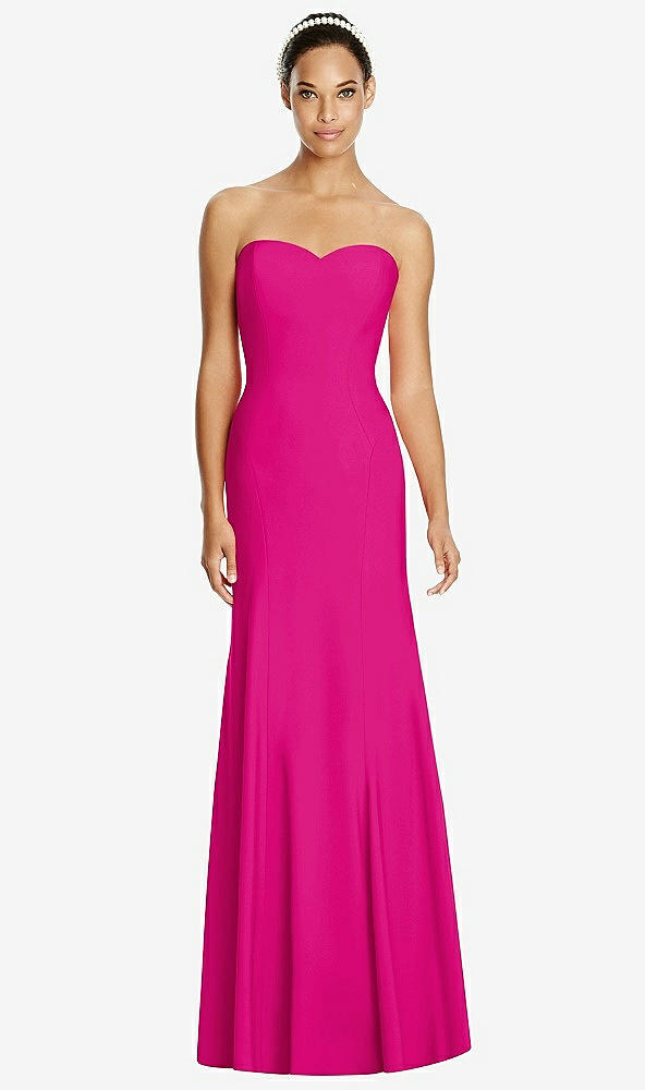 Front View - Think Pink Sweetheart Strapless Flared Skirt Maxi Dress